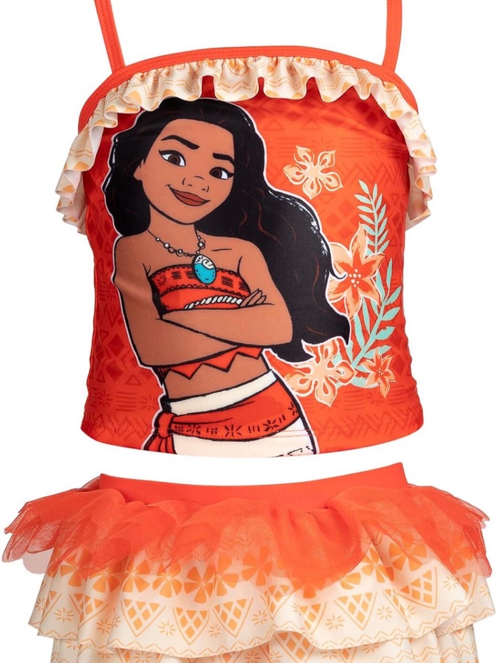 NWT Disney Girls Orange Moana Tankini Top and Tutu Skirt Set (youth size 7/8)